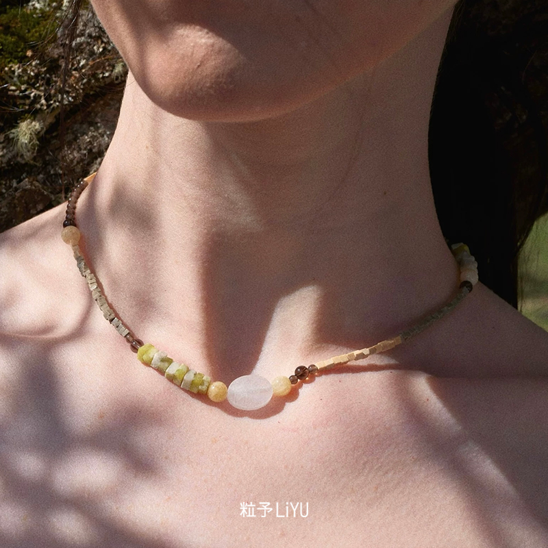 Dare买手店 粒予LIYU 原野天然石串珠项链绿色复古度假饰品首饰女