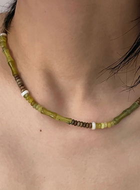 Dare买手店 正品 wait2sec 彩珠项链串珠天然石度假风925银饰品