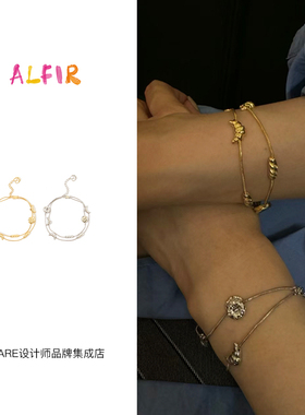 Dare买手店 alfir 正品 双层面包牛角包手链金色复古小众原创饰品