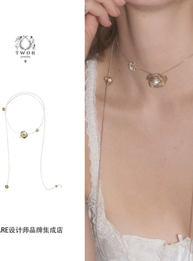 TWOR缇坞长银花项链长链小众首饰