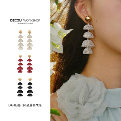 Dare买手店 beadsu workshop【植物志】四层铃兰花耳环复古原创女