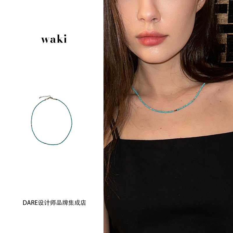waki心动浪花项链蓝松石串珠链