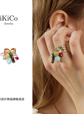 Dare买手店 ikico 万花筒戒指金色串珠复古原创设计首饰小众女