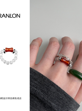 Dare买手店 iranlon自然论 红玛瑙竹节戒指个性串珠百搭小众首饰