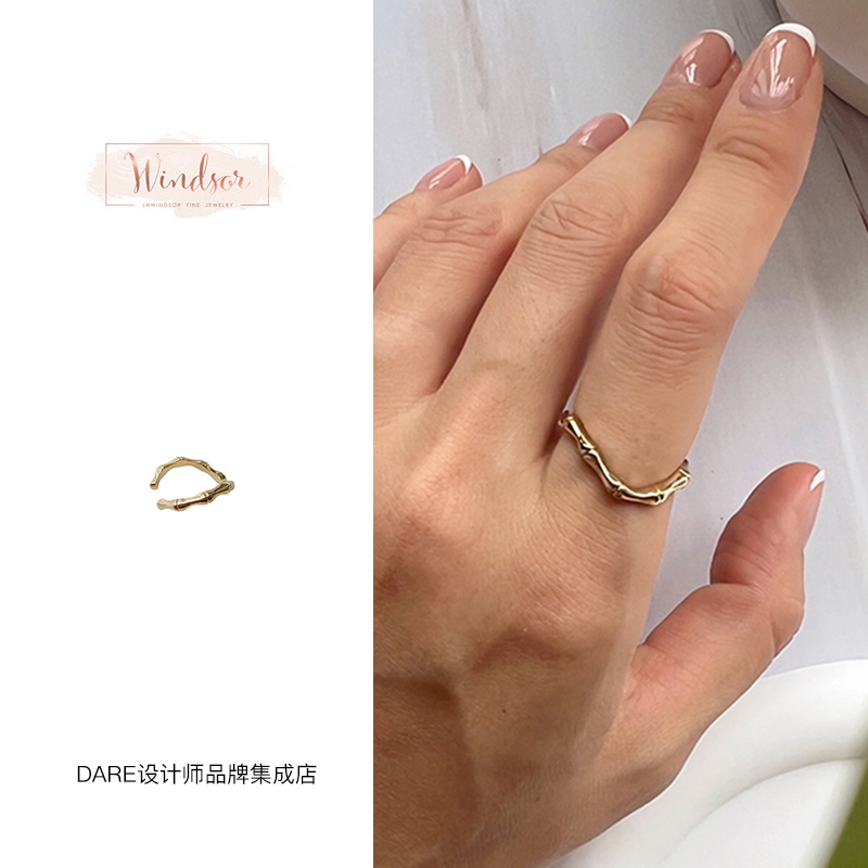 lhwindsor曲线竹节戒指开口戒