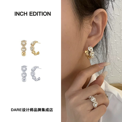 inchedition蕾丝花朵爱心耳环