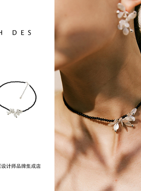 DARE买手店 HDES 露珠项链女手工银饰小众百搭设计高级感串珠黑色