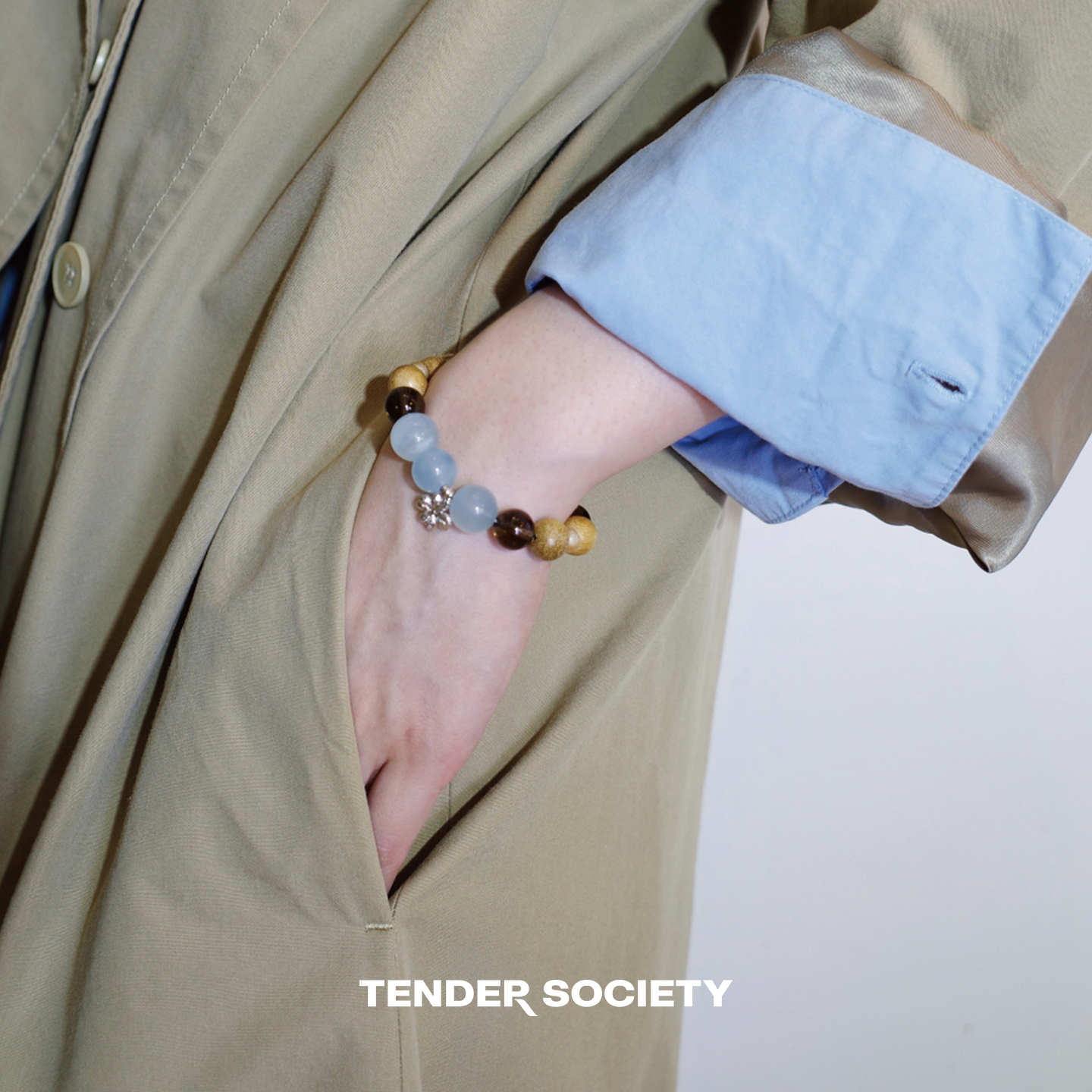 Dare买手店Tender society静界海蓝宝水晶手串天然石复古串珠首饰