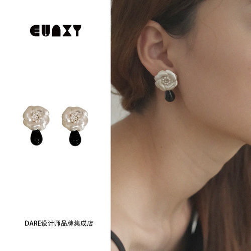 Dare买手店 Eunxy 玛瑙山茶花耳钉精致复古小众原创中式耳环首饰