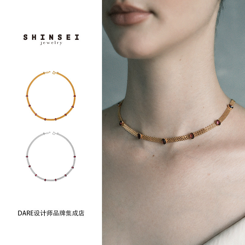 Dare买手店 森製SHINSEI紫牙乌项链925银轻奢气质chocker链条复古