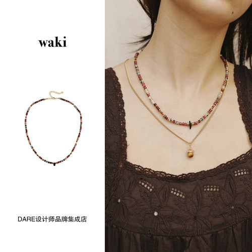 Dare买手店 waki 富士芭菲天然石白水晶原创设计串珠项链首饰度假