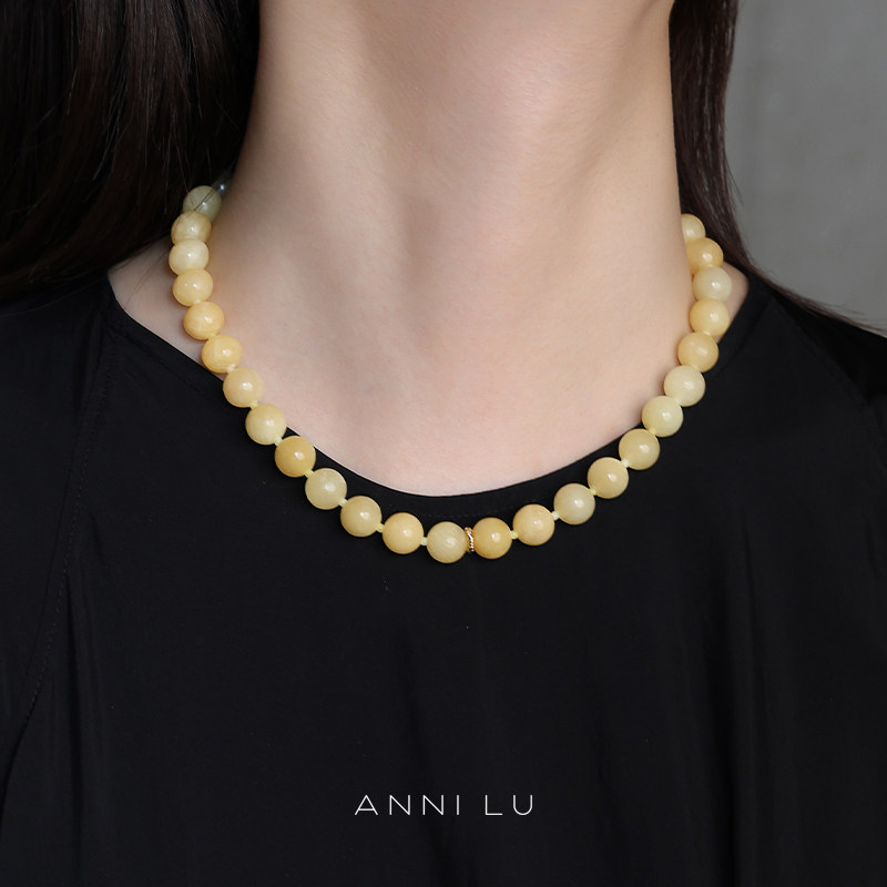 【6折】ANNI LU 丹麦圆珠项链女黄色串珠度假饰品首饰