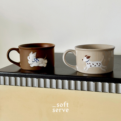 Dare买手店 SoftServe 手绘陶瓷杯小狗修狗咖啡杯小众水杯可爱女