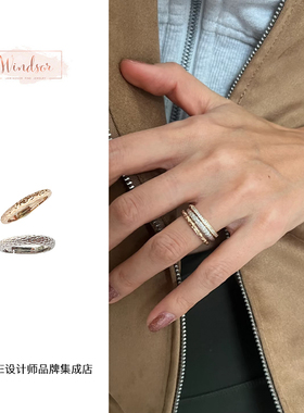 Dare买手店 LHwindsor温莎珠宝绳索岩壁力量感双金色戒指组合开口