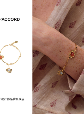 Dare买手店 DACCORD 天然石材藤蔓手链金色复古饰品首饰原创设计