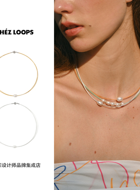 CHEZ LOOPS 和旋金丝珍珠锁骨链原创设计高级复古饰品项链百搭女