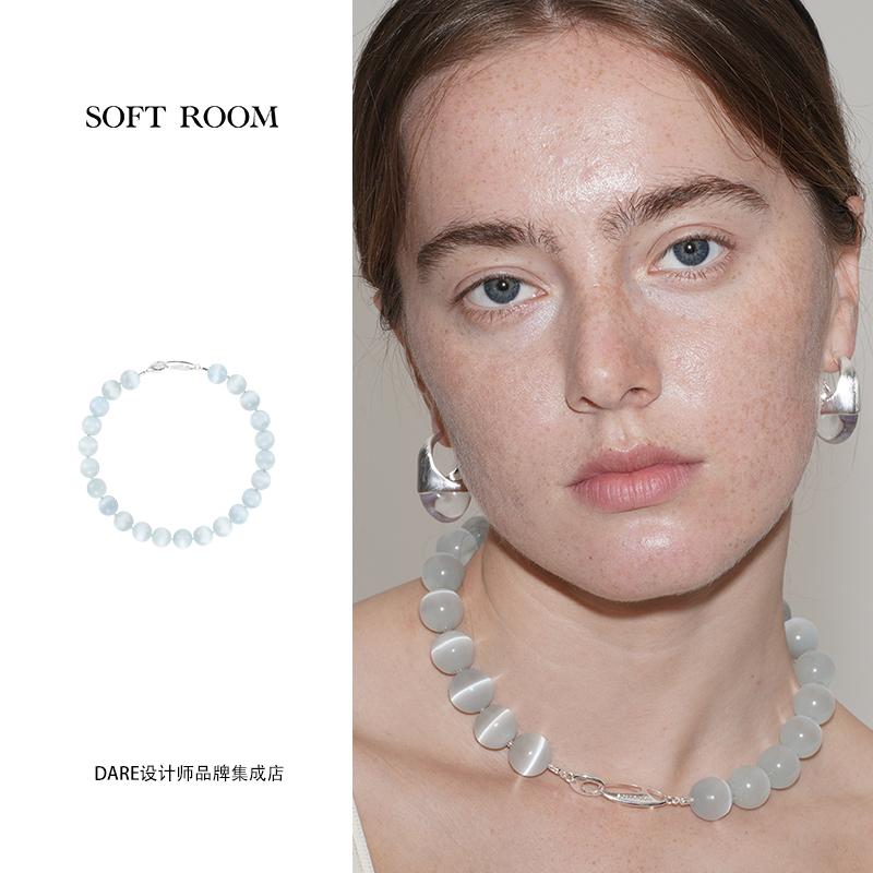 Dare买手店soft room正品猫眼石蓝色串珠项链小众圆珠y2k首饰饰品