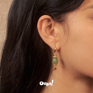 Dare买手店oups！金风玉露耳环玉石耳坠民族复古中式原创设计首饰