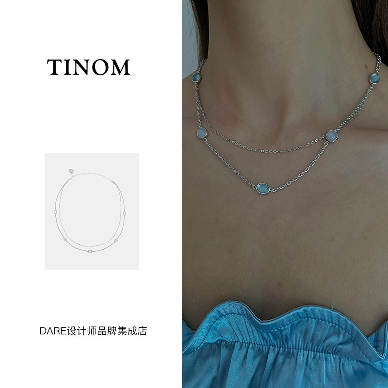 tinom冰点项链双层锁骨链小众