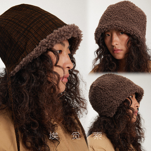 Dare买手店【埃觅索】双面仕女帽盆帽复古加绒保暖秋冬原创大头围