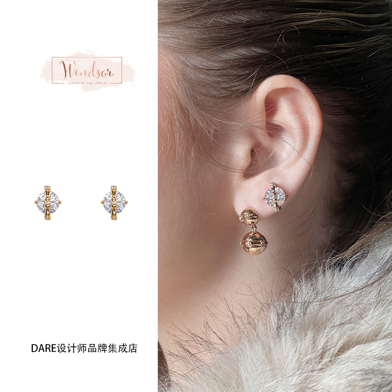 Dare买手店 LHwindsor温莎珠宝圆冰耳钉闪亮小众原创通勤饰品首饰