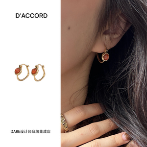 Dare买手店 DACCORD金太阳做旧耳圈金色复古原创设计耳环饰品首饰