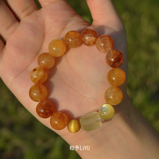 Dare买手店 粒予LIYU 澄黄胶花手串黄水晶转运串珠招财富贵礼物女