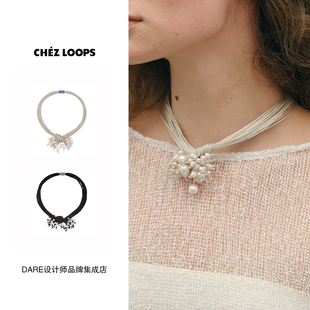 CHEZ 烁夜珍珠领结烟花项链小众高级原创设计首饰百搭气质 LOOPS