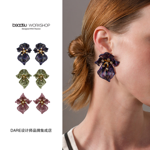Dare买手店 beadsu workshop【植物志】鸢尾兰耳环原创设计花朵女