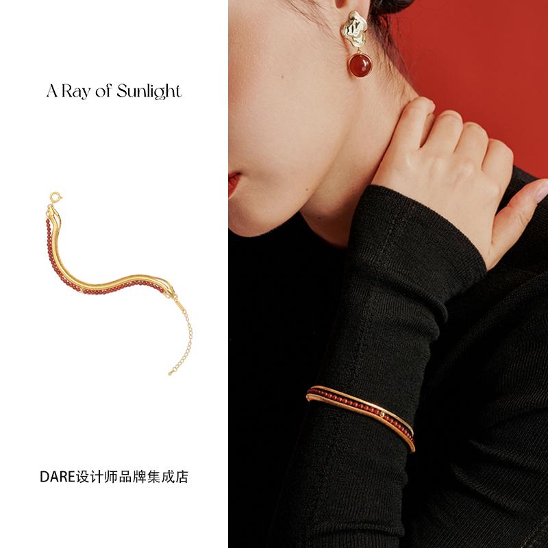 Dare买手店 A ray of sunlight 蛇骨红玛瑙手链复古串珠叠戴饰品