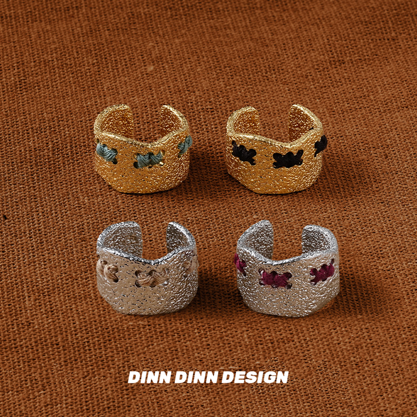 Dare买手店 DINN DINN DESIGN彩色穿线四色宽版戒指原创复古首饰