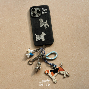Dare买手店SoftServe 立体双面皮质童趣钥匙扣包包挂件可活动原创
