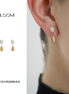 Dare买手店 LOOM 正品knot黄水晶切面耳坠精致小众原创耳环饰品女