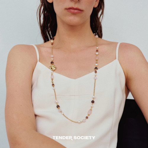Dare买手店Tender society 熔岩玫瑰断线水晶串珠项链叠戴首饰女