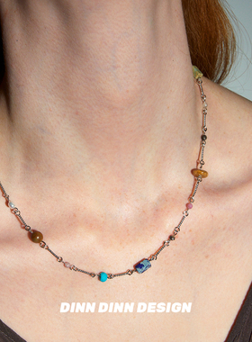 Dare买手店 DINN DINN DESIGN 多色石头拼接项链原创度假首饰小众