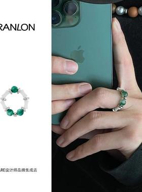 Dare买手店 iranlon自然论 绿玛瑙白贝戒指女串珠百搭小众设计感