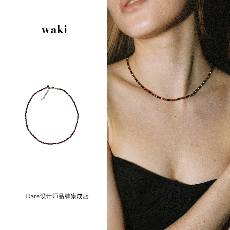 waki樱桃黑巧小众串珠项链