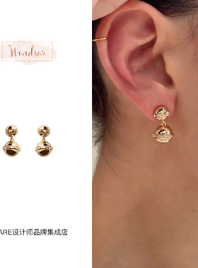 Dare买手店 LHwindsor温莎珠宝 悬浮球体竹节耳环设计感镀金耳钉