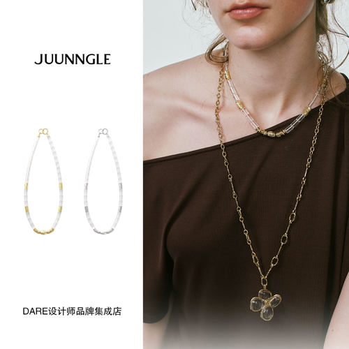 Dare买手店 JUUNNGLE LAB 四瓣花水晶碎金短项圈原创设计小众复古