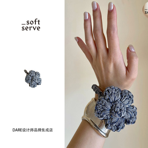 softserve钩针编织花朵手链发圈