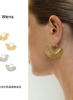 Dare买手店 Wens Jewels镂空编织扇形耳环金色复古原创视频首饰