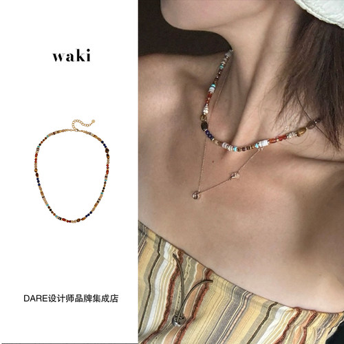 Dare买手店 waki 爪哇岛市集项链天然石串珠复古度假民族风首饰女