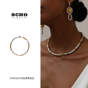 scho 韩国品牌串珠项链纯银小众原创设计饰品 3折