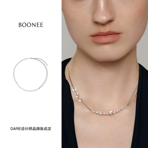 Dare买手店 Boonee 透珠多切面锆石拼接项链原创设计小众首饰高级