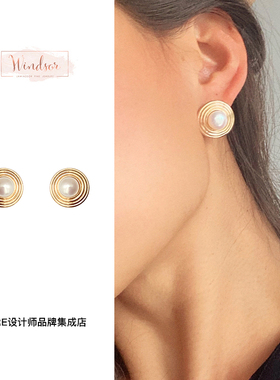 Dare买手店LHwindsor温莎珠宝 土星耳环珍珠金色欧美饰品首饰小众