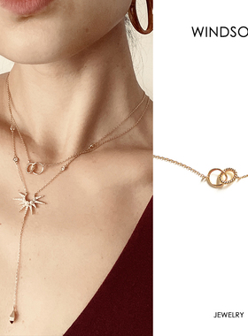 Dare买手店 LHwindsor温莎珠宝 双环锁骨项链chocker简单百搭叠戴