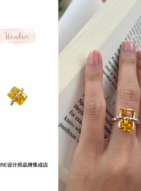 Dare买手店 LHwindsor温莎珠宝 竹节柠檬黄水晶戒指小众秋冬饰品