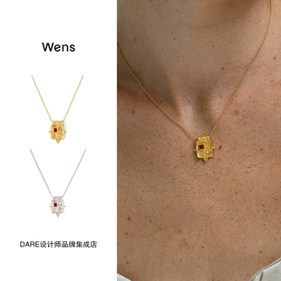 Dare买手店 Wens Jewels【瓶】浮雕瓶镶石印章项链原创金银复古女