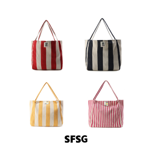 Dare买手店 SFSG 正品 复古水洗条纹帆布袋单肩包简约百搭大容量