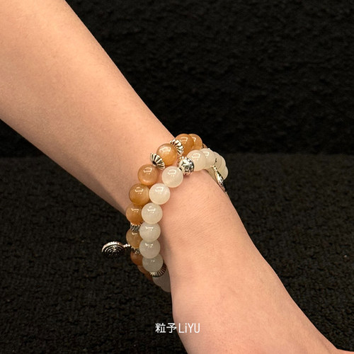 Dare买手店 粒予LIYU 白月光橙月光石串珠度假小众手串好运首饰